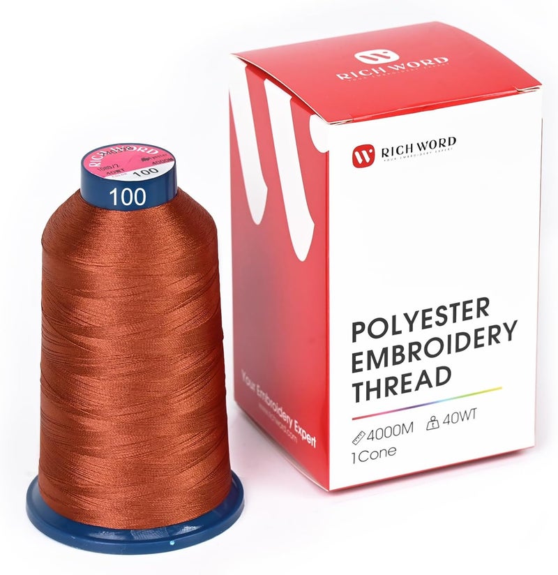 Poolin Richword Selected Brown Embroidery Thread 4000M(4374Y) 40WT Polyester Thread 100 Colors Selected for Commercial Multi Needles and Single Needle Embroidery Machine 0100 - Image 1